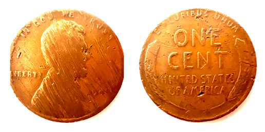 the picture of 1943 Copper Penny with an error no mint mark